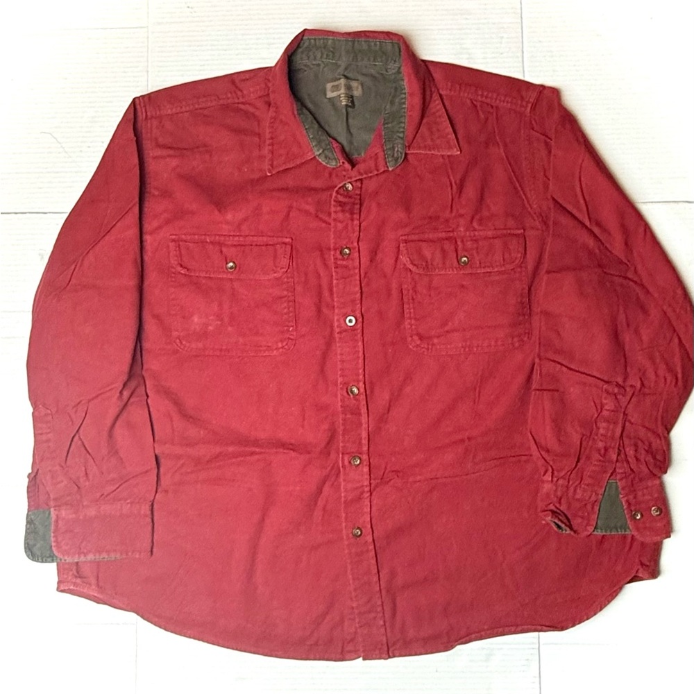 Vintage Faded Glory Men’s 2XL XXL Red Flannel Heavyweight Button Down Shirt 90s‎